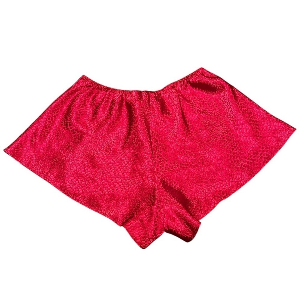 2 pc Valerie Stevens Metallic Red Animal Print Camisole Short Pajama Set Size S - Picture 10 of 11